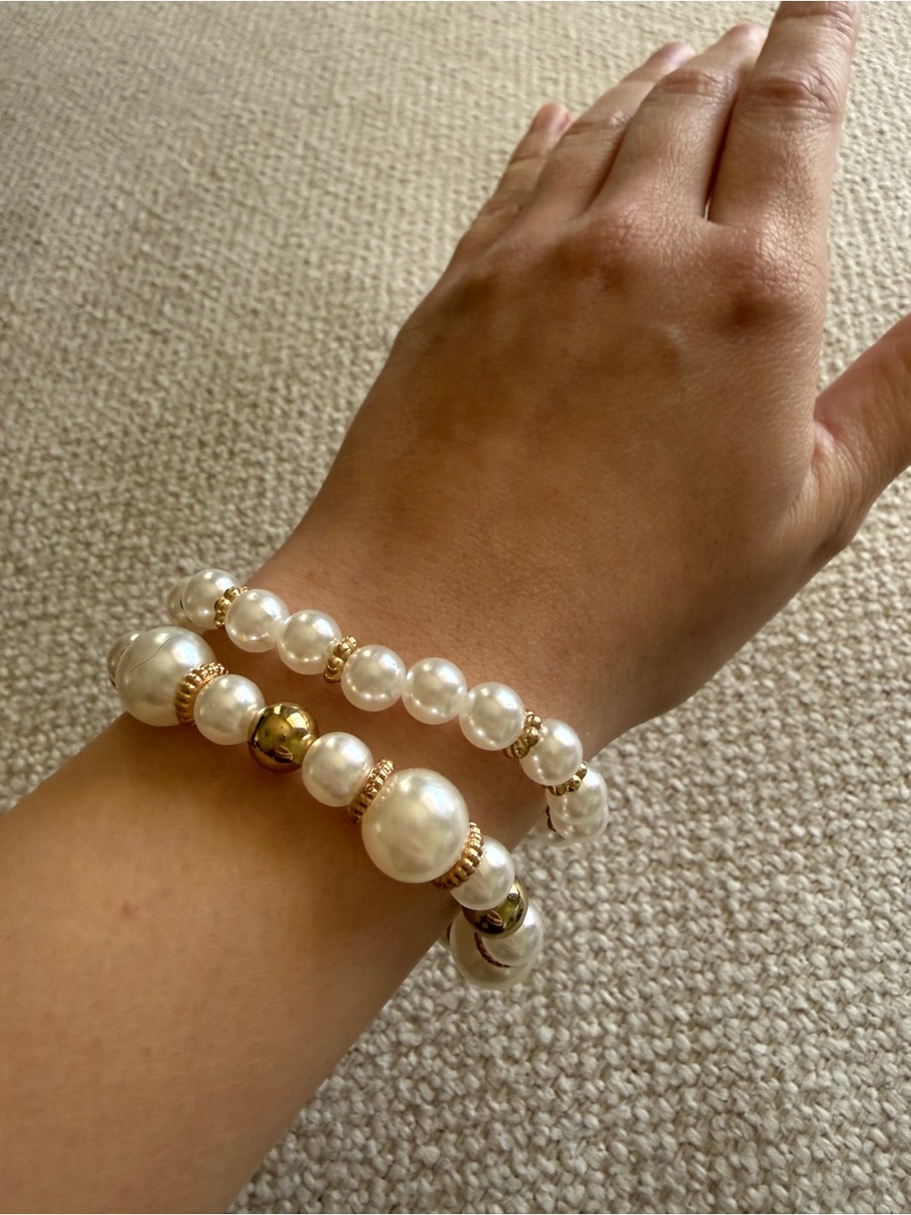 Faux Pearl Stretch Bracelet Stack